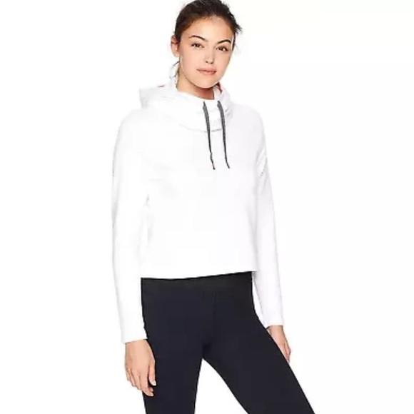 Under Armour Women's S Small Funnel Neck Hoodie Cropped Loose Fit White - Picture 1 of 8